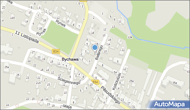 Bychawa, Stefana Batorego, 9, mapa Bychawa