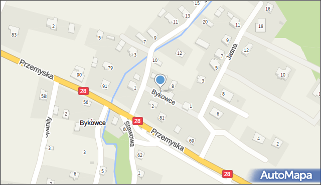 Bykowce, Starowiejska, 4, mapa Bykowce