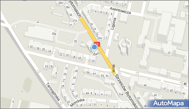 Bytom, Strzelców Bytomskich, 33A, mapa Bytomia