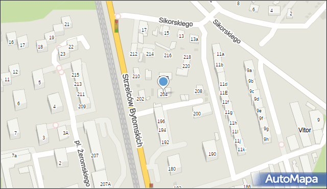 Bytom, Strzelców Bytomskich, 204, mapa Bytomia