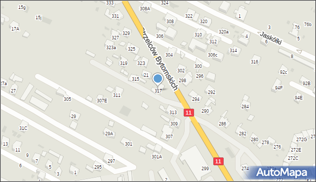 Bytom, Strzelców Bytomskich, 317, mapa Bytomia