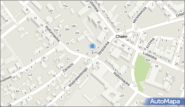 Chełm, Strażacka, 6, mapa Chełma