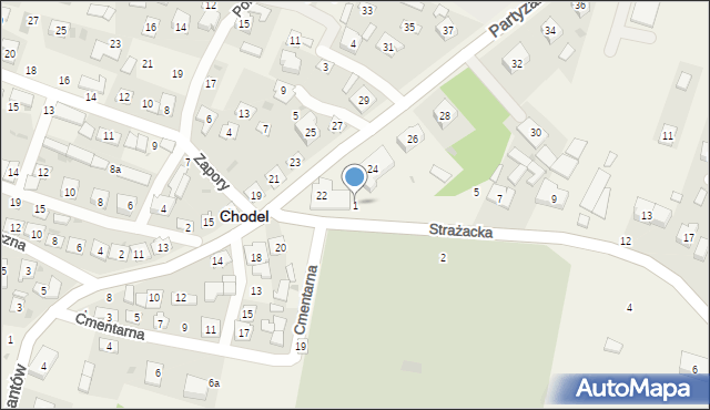 Chodel, Strażacka, 1, mapa Chodel