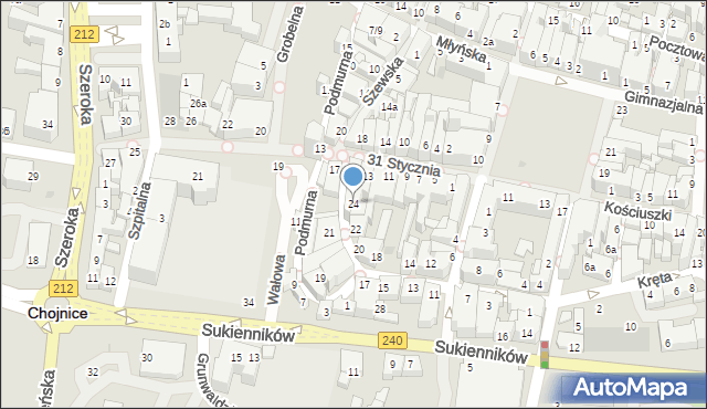 Chojnice, Staroszkolna, 24, mapa Chojnic