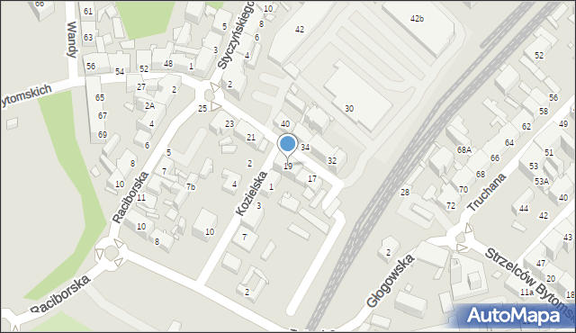 Chorzów, Strzelców Bytomskich, 19, mapa Chorzów
