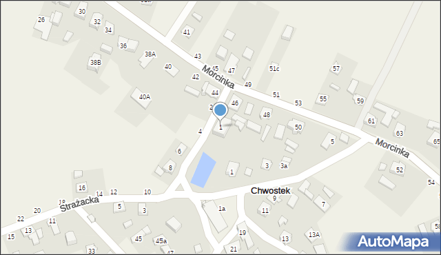 Chwostek, Strażacka, 1, mapa Chwostek