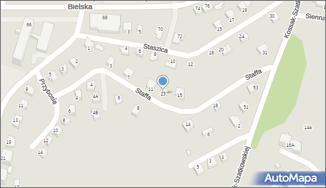 Cieszyn, Staffa Leopolda, 13, mapa Cieszyna