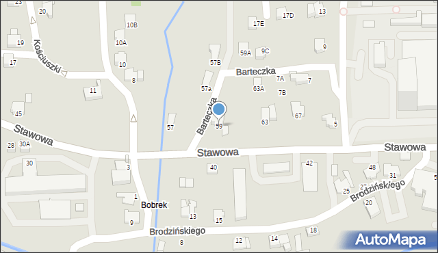 Cieszyn, Stawowa, 59, mapa Cieszyna