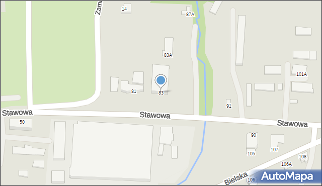 Cieszyn, Stawowa, 83, mapa Cieszyna