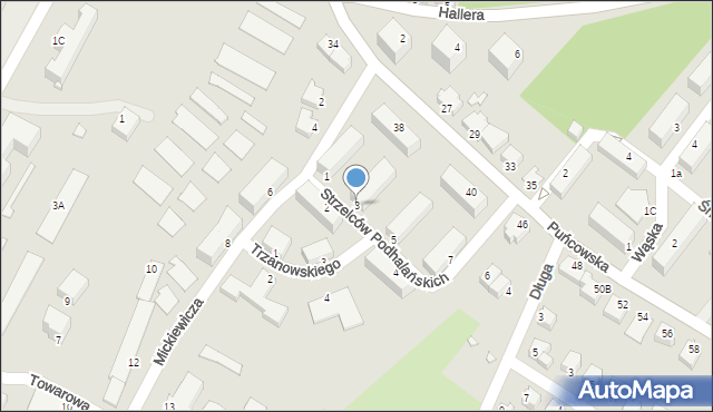 Cieszyn, Strzelców Podhalańskich, 3, mapa Cieszyna