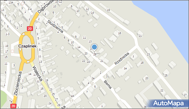 Czaplinek, Studzienna, 19, mapa Czaplinek