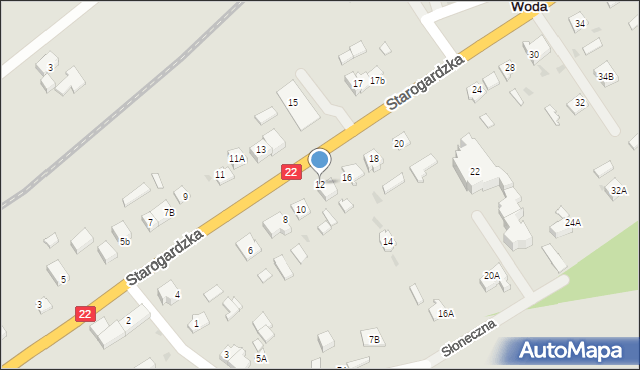 Czarna Woda, Starogardzka, 12, mapa Czarna Woda