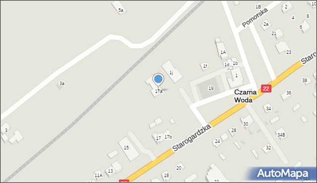 Czarna Woda, Starogardzka, 17a, mapa Czarna Woda