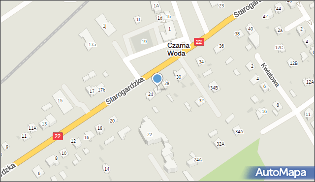 Czarna Woda, Starogardzka, 26, mapa Czarna Woda