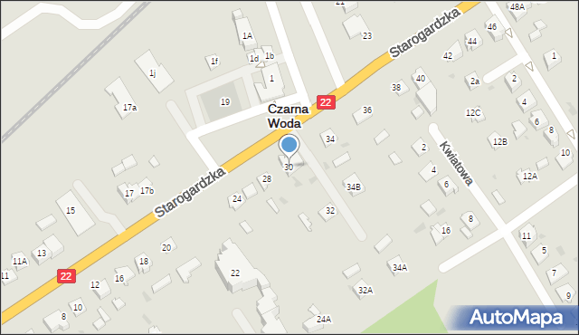 Czarna Woda, Starogardzka, 30, mapa Czarna Woda