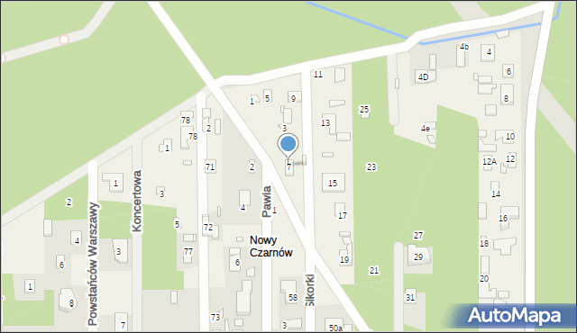 Czarnów, Starego Dębu, 7, mapa Czarnów