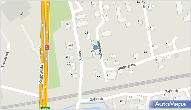 Czechowice-Dziedzice, Stalmacha Pawła, 25, mapa Czechowic-Dziedzic