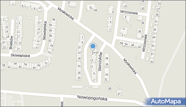 Czeladź, Storczyków, 17, mapa Czeladź