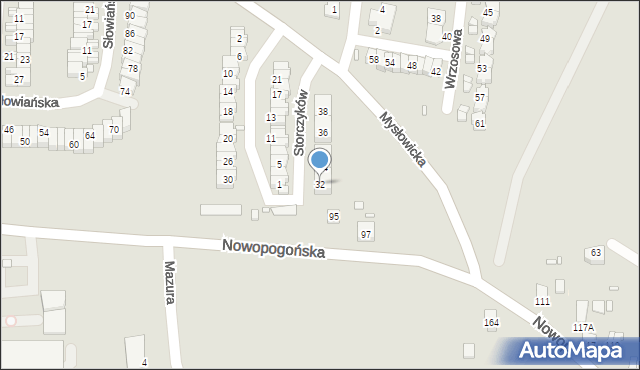 Czeladź, Storczyków, 32, mapa Czeladź