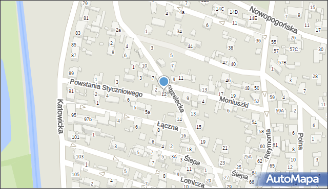 Czeladź, Strzelecka, 12, mapa Czeladź