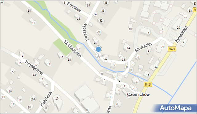 Czernichów, Strażacka, 11, mapa Czernichów