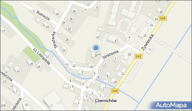 Czernichów, Strażacka, 14, mapa Czernichów