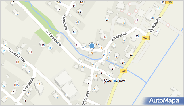 Czernichów, Strażacka, 9, mapa Czernichów