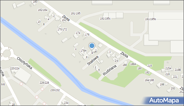 Częstochowa, Stalowa, 4, mapa Częstochowy