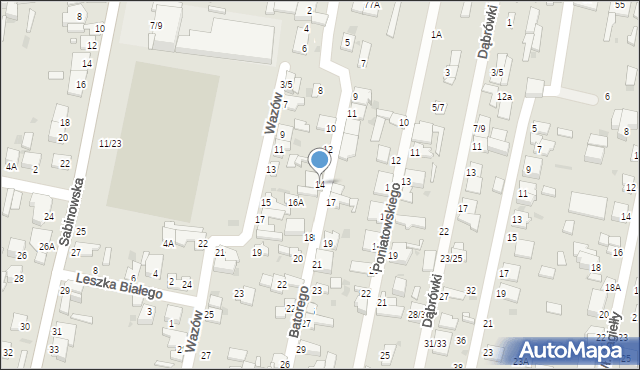 Częstochowa, Stefana Batorego, 14, mapa Częstochowy