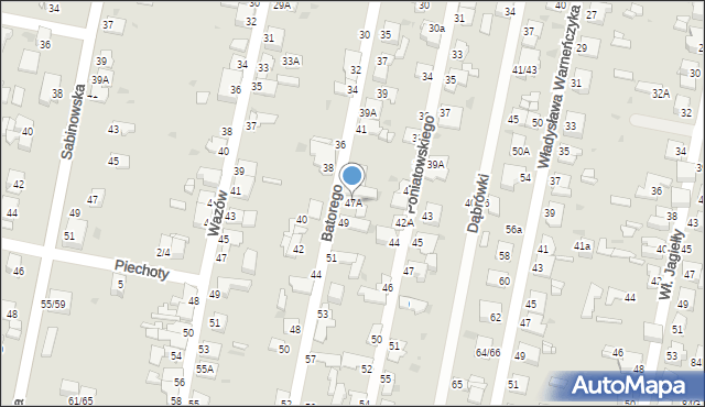 Częstochowa, Stefana Batorego, 47A, mapa Częstochowy