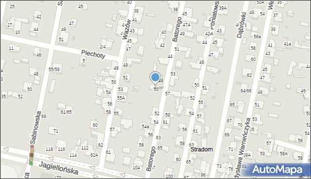 Częstochowa, Stefana Batorego, 50, mapa Częstochowy