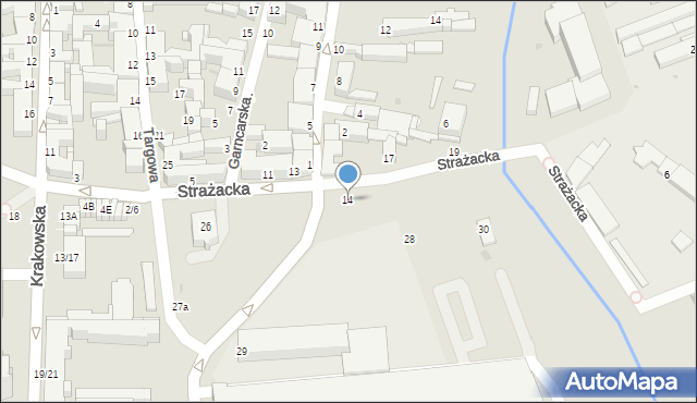 Częstochowa, Strażacka, 14, mapa Częstochowy