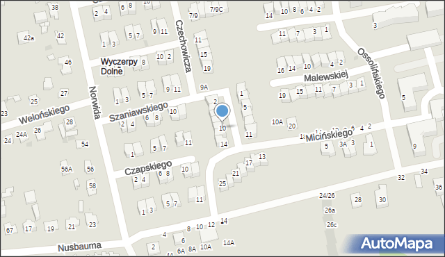 Częstochowa, Staffa Leopolda, 10, mapa Częstochowy