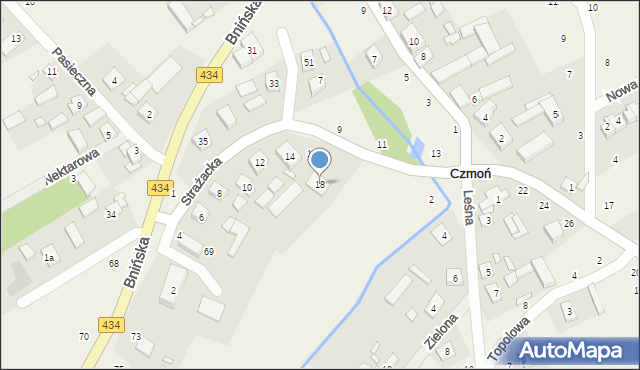 Czmoń, Strażacka, 18, mapa Czmoń