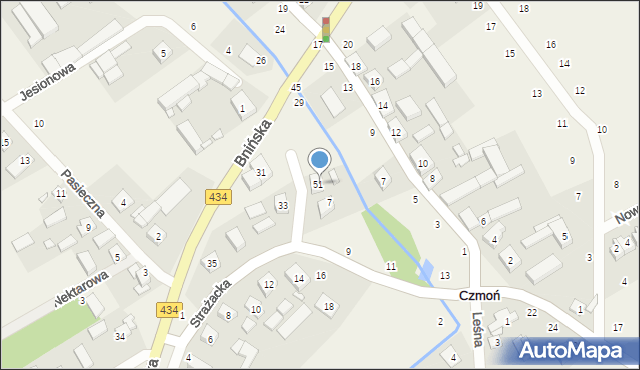 Czmoń, Strażacka, 5, mapa Czmoń