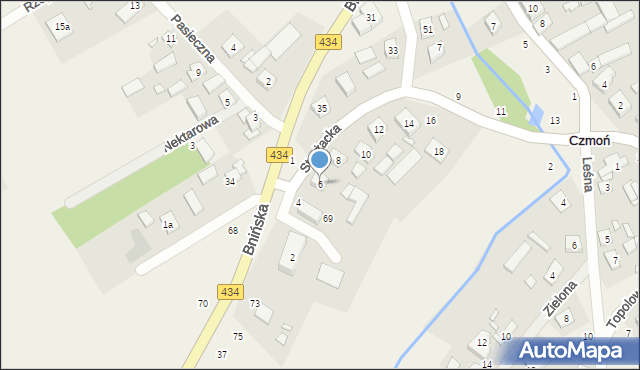 Czmoń, Strażacka, 6, mapa Czmoń