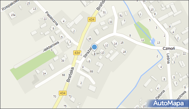 Czmoń, Strażacka, 8, mapa Czmoń