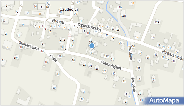 Czudec, Starowiejska, 17, mapa Czudec