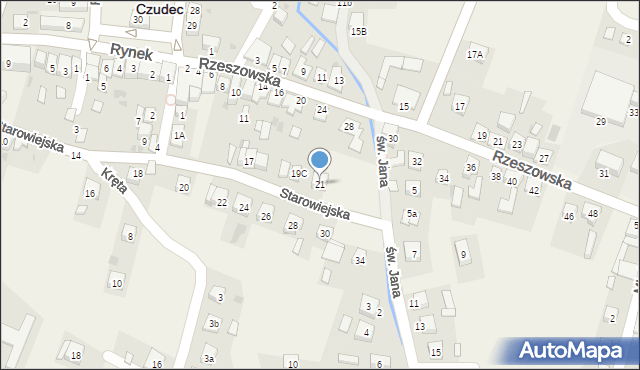 Czudec, Starowiejska, 21, mapa Czudec