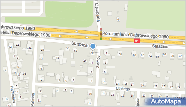 Dąbrowa Górnicza, Staszica Stanisława, 54, mapa Dąbrowa Górnicza
