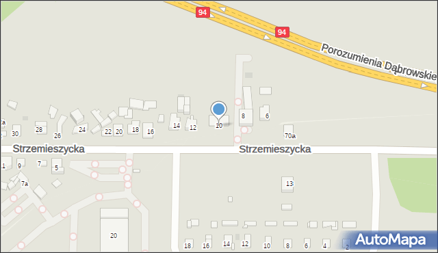 Dąbrowa Górnicza, Strzemieszycka, 10, mapa Dąbrowa Górnicza