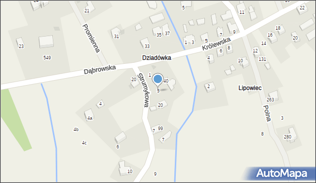 Dąbrowa Szlachecka, Strumykowa, 3, mapa Dąbrowa Szlachecka