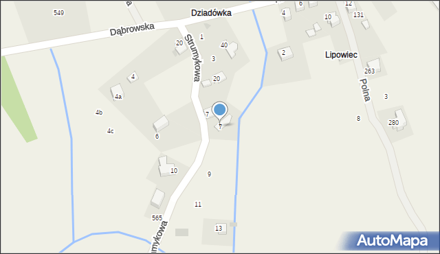 Dąbrowa Szlachecka, Strumykowa, 7, mapa Dąbrowa Szlachecka