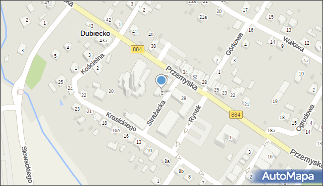 Dubiecko, Strażacka, 2, mapa Dubiecko
