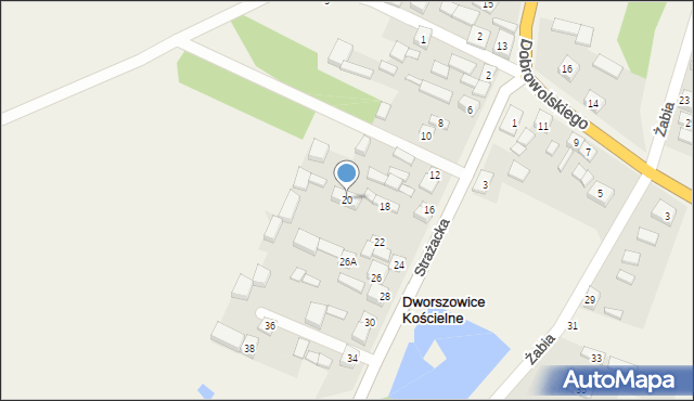 Dworszowice Kościelne, Strażacka, 20, mapa Dworszowice Kościelne