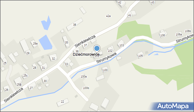 Dziećmorowice, Strumykowa, 101, mapa Dziećmorowice