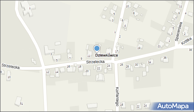 Dziewkowice, Strzelecka, 13, mapa Dziewkowice