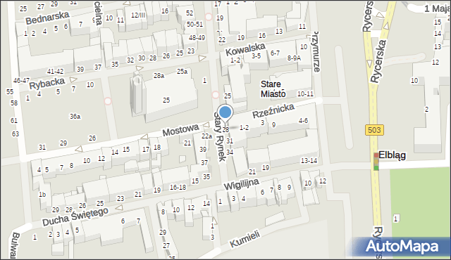 Elbląg, Stary Rynek, 28, mapa Elbląga