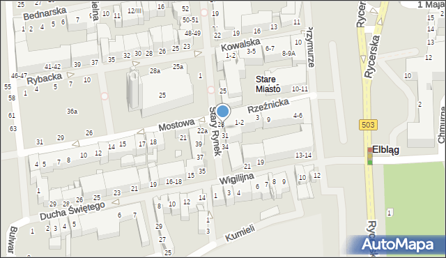 Elbląg, Stary Rynek, 29, mapa Elbląga