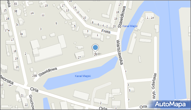 Elbląg, Stawidłowa, 25, mapa Elbląga